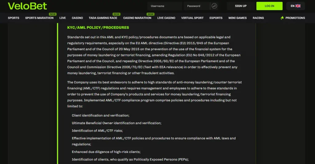 Current Velobet verification screen with all personal information removed